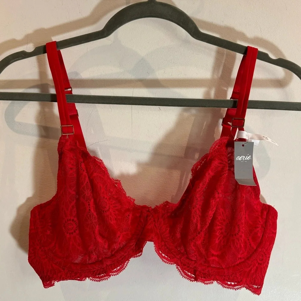 AERIE Sz 34DD Demi Underwire Lace Adjustable Straps and  Back Bra NEW WITH TAGS